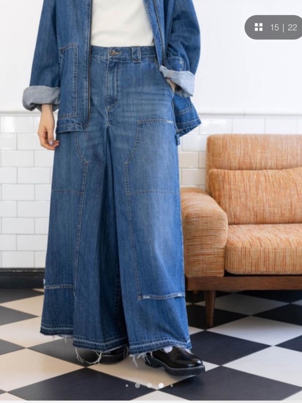 SOLD-LIKE ITEMS IN CLOSET 
Niko and… Wide Leg Patchwork Raw Hem Denim Jeans L - Picture 2 of 8